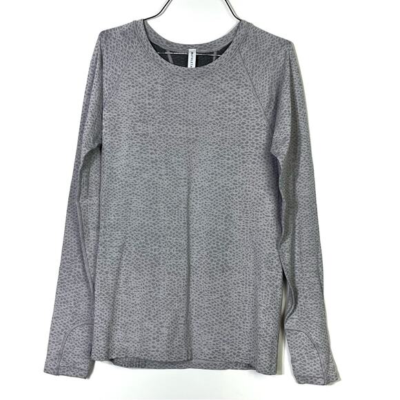 Athleta Momentum Printed Gray Long Sleeve Top Size Medium NWT - Picture 1 of 7